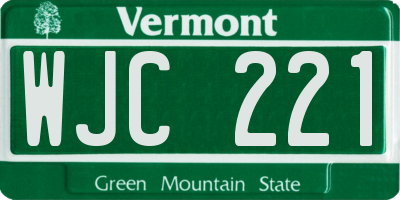 VT license plate WJC221