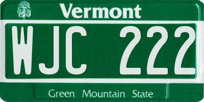VT license plate WJC222