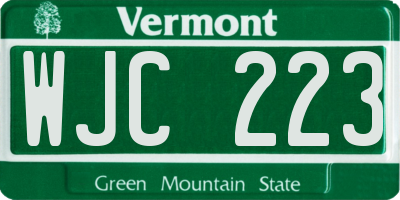 VT license plate WJC223