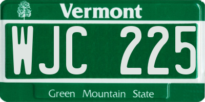 VT license plate WJC225