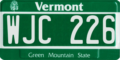 VT license plate WJC226