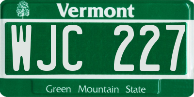VT license plate WJC227