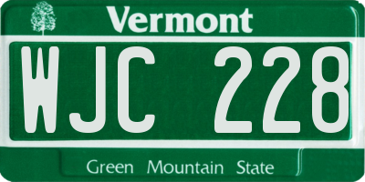 VT license plate WJC228
