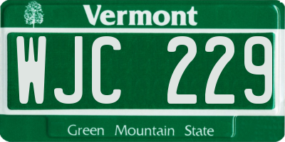VT license plate WJC229