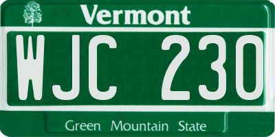 VT license plate WJC230