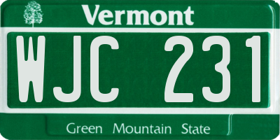 VT license plate WJC231