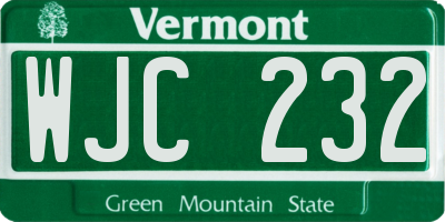 VT license plate WJC232