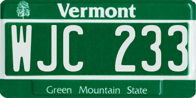 VT license plate WJC233