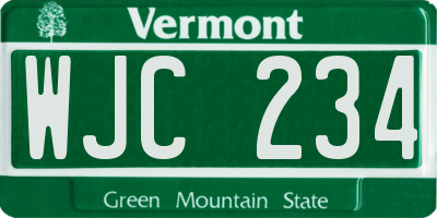 VT license plate WJC234