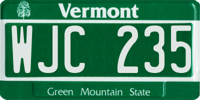 VT license plate WJC235