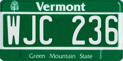 VT license plate WJC236