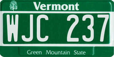 VT license plate WJC237