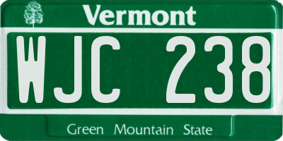 VT license plate WJC238