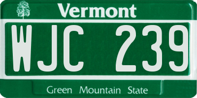 VT license plate WJC239