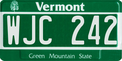 VT license plate WJC242