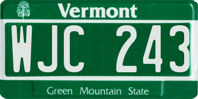 VT license plate WJC243
