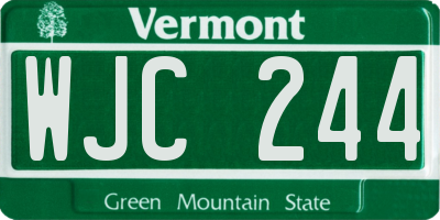 VT license plate WJC244