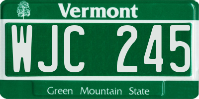 VT license plate WJC245