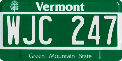 VT license plate WJC247