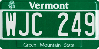 VT license plate WJC249