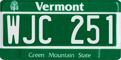 VT license plate WJC251