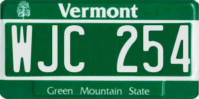 VT license plate WJC254