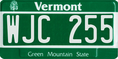 VT license plate WJC255