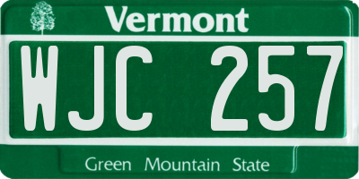 VT license plate WJC257