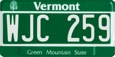 VT license plate WJC259