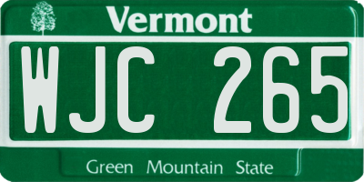 VT license plate WJC265