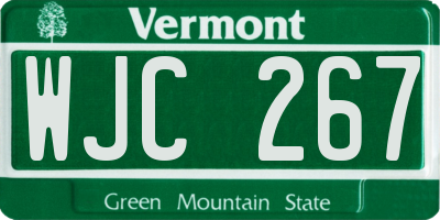 VT license plate WJC267