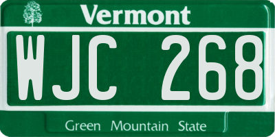 VT license plate WJC268