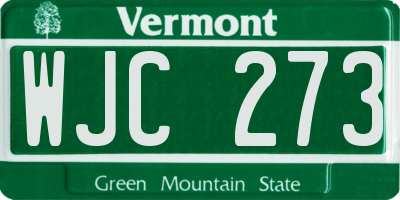 VT license plate WJC273