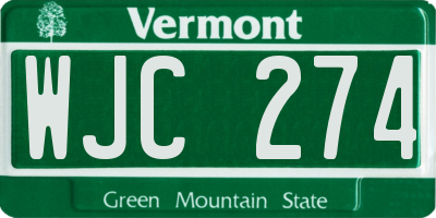 VT license plate WJC274