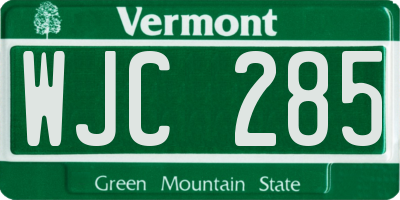 VT license plate WJC285