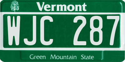 VT license plate WJC287