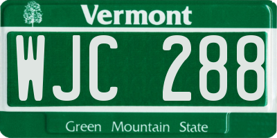 VT license plate WJC288
