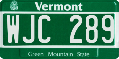 VT license plate WJC289