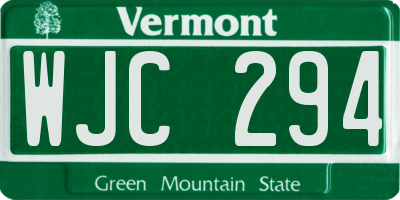 VT license plate WJC294