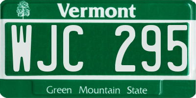 VT license plate WJC295
