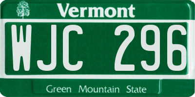 VT license plate WJC296