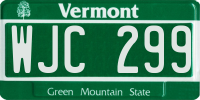 VT license plate WJC299