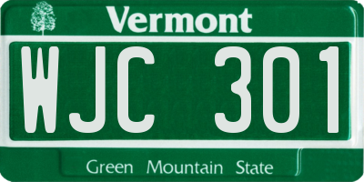 VT license plate WJC301
