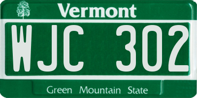 VT license plate WJC302