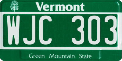 VT license plate WJC303