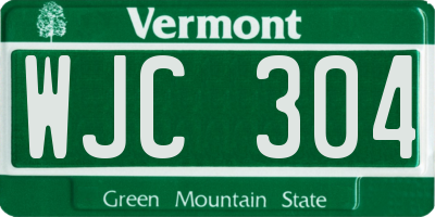 VT license plate WJC304