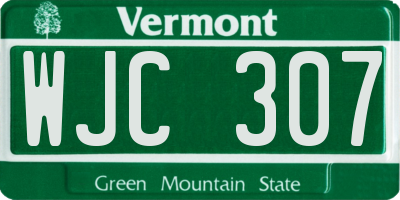 VT license plate WJC307