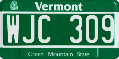 VT license plate WJC309