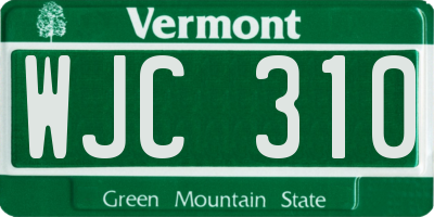 VT license plate WJC310