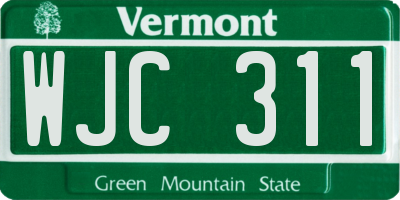 VT license plate WJC311
